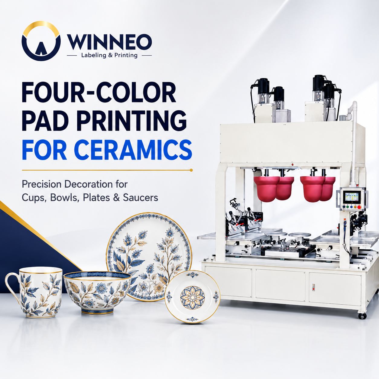 How Pad Printing is Revolutionizing Underglaze Ceramic Production? A Complete Guide to the WINNEO 4-Color Ceramic Pad Printing Machine